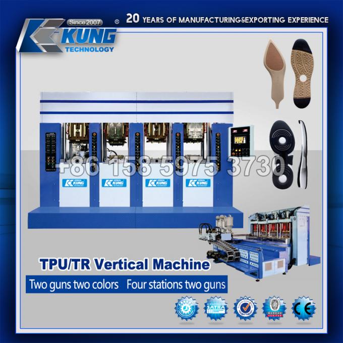 De Injectie van TPU RT Verticale Plastic Enige het Vormen Machine Vier Posten Twee Kanonnen 0