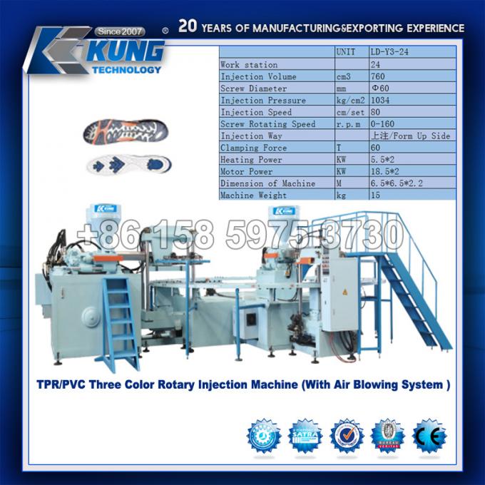 Machine van de drie Kleuren de Roterende TPR Injectie, de Multifunctionele Enige Machine van pvc 0